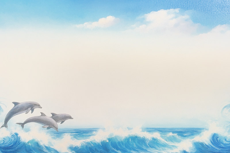 波と遊ぶイルカ（ブランク）